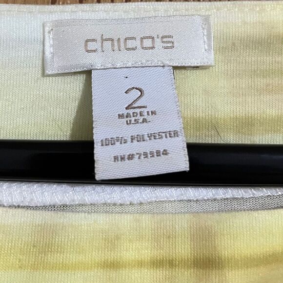 Chico’s Women Red Multi “SUNSET” Nature Inspired Print 3/4 Sleeve Top Sz-L - Picture 5 of 6